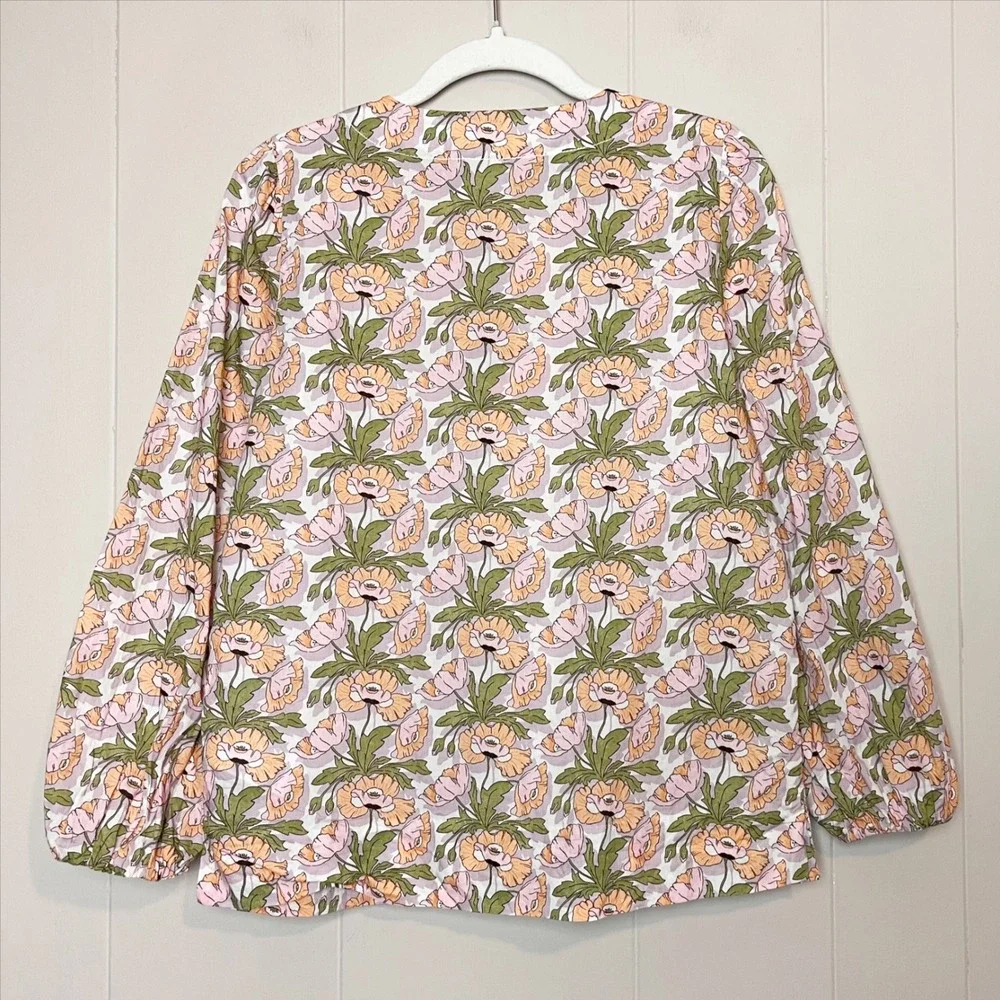 J. Crew Liberty Keyhole Popover Blouse XS Butterfield Poppy floral blouse cotton